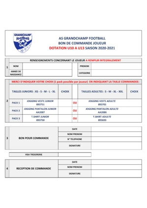 Dotation U10 à U13 saison 2020/2021 Dotation U10 à U13 saison 2020/2021
