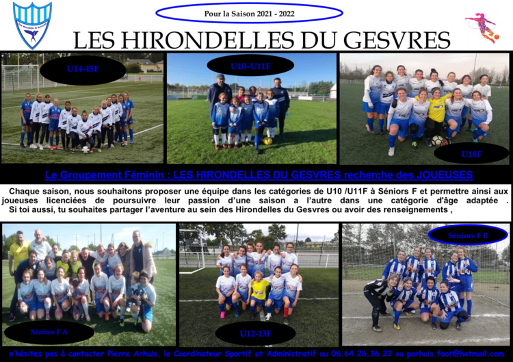 Le GF recherche des joueuses pour la saison 2021/2022 Le GF recherche des joueuses pour la saison 2021/2022