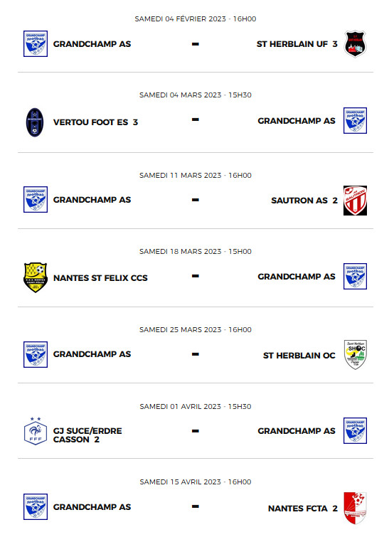 Calendriers Phase 3 de nos équipes jeunes Foot à 11