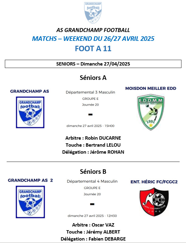 AGENDA DU WEEKEND