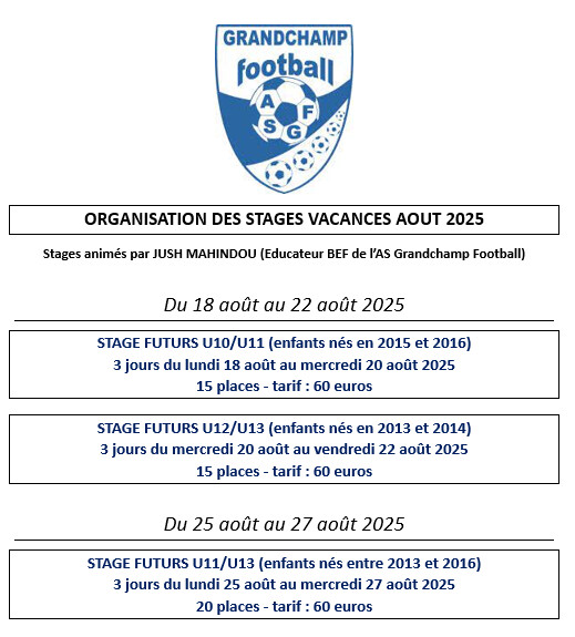 STAGES ASGF ETE 2025