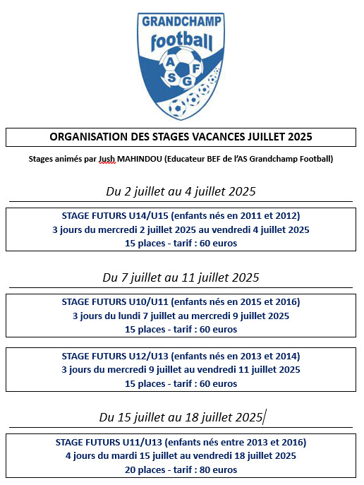 STAGES ASGF ETE 2025