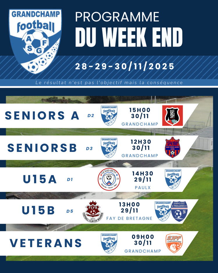 AGENDA DU WEEKEND 28,29,30 NOVEMBRE 2025