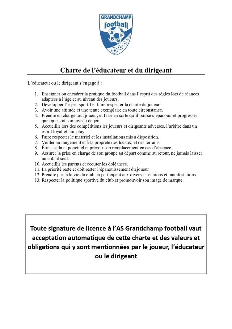 CHARTE ASGF