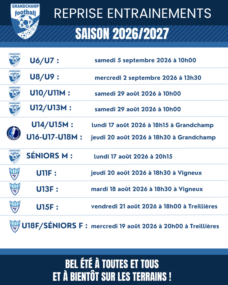 Reprise entrainements - les infos Reprise entrainements - les infos