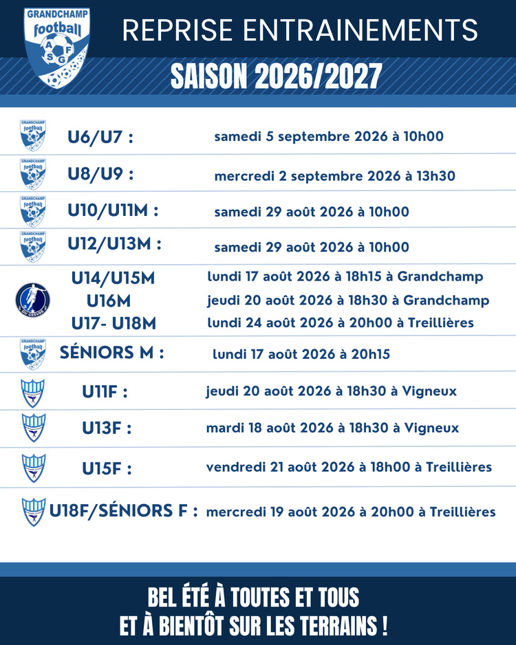 Reprise entrainements - les infos Reprise entrainements - les infos