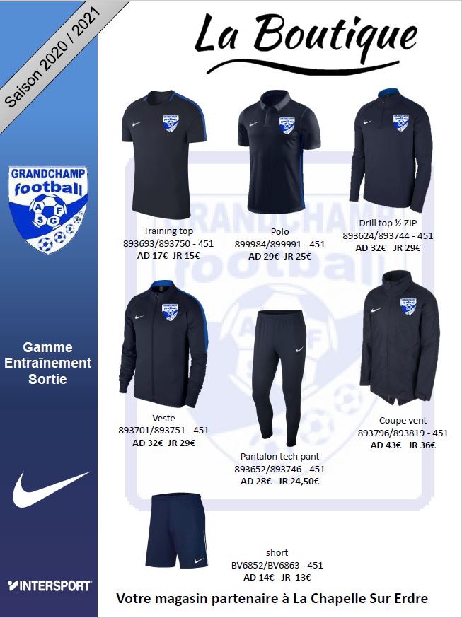 LA BOUTIQUE AS GRANDCHAMP FOOTBALL 2020/2021 : A VOS COMMANDES !