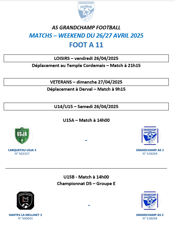 AGENDA DU WEEKEND