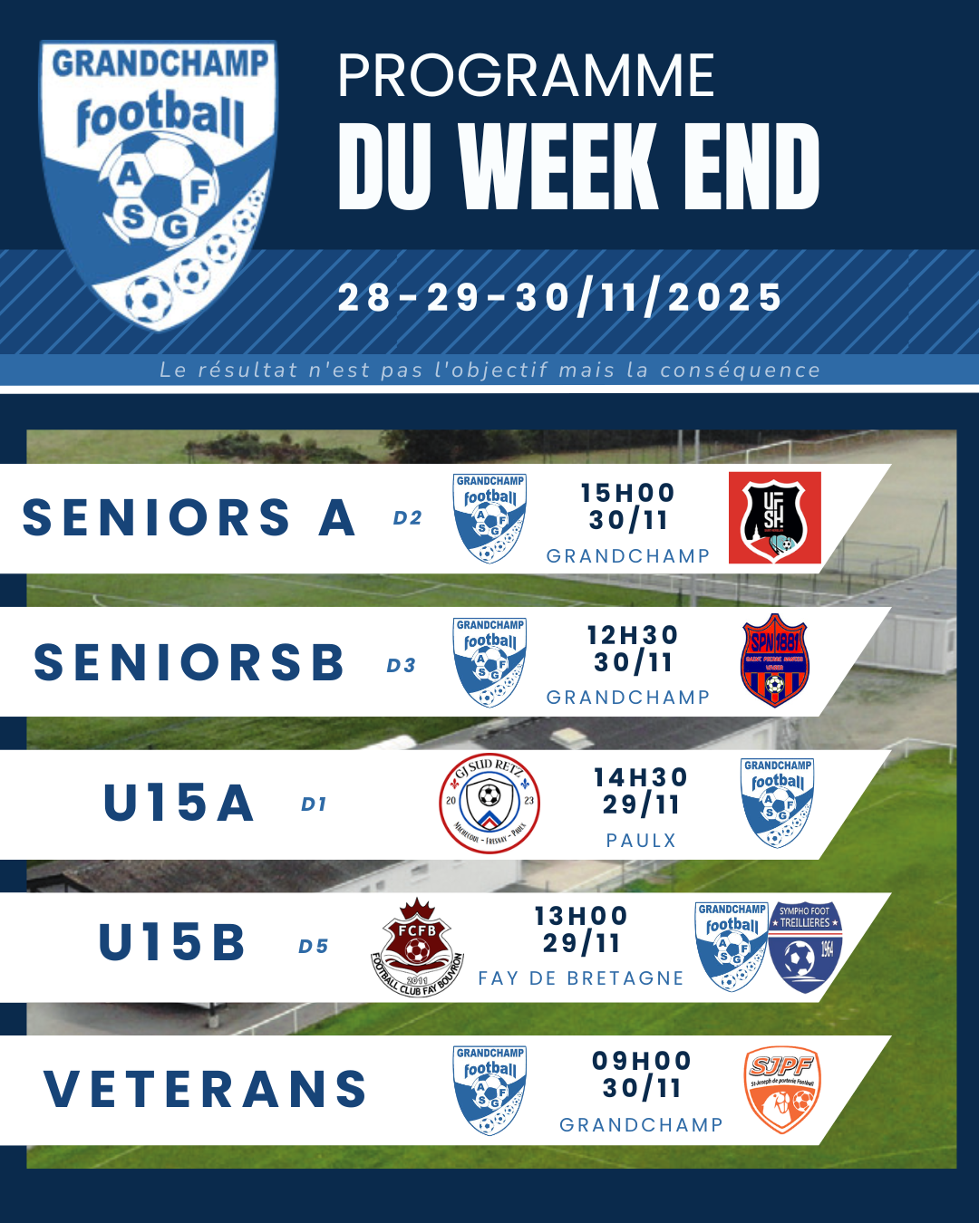 AGENDA DU WEEKEND 28,29,30 NOVEMBRE 2025