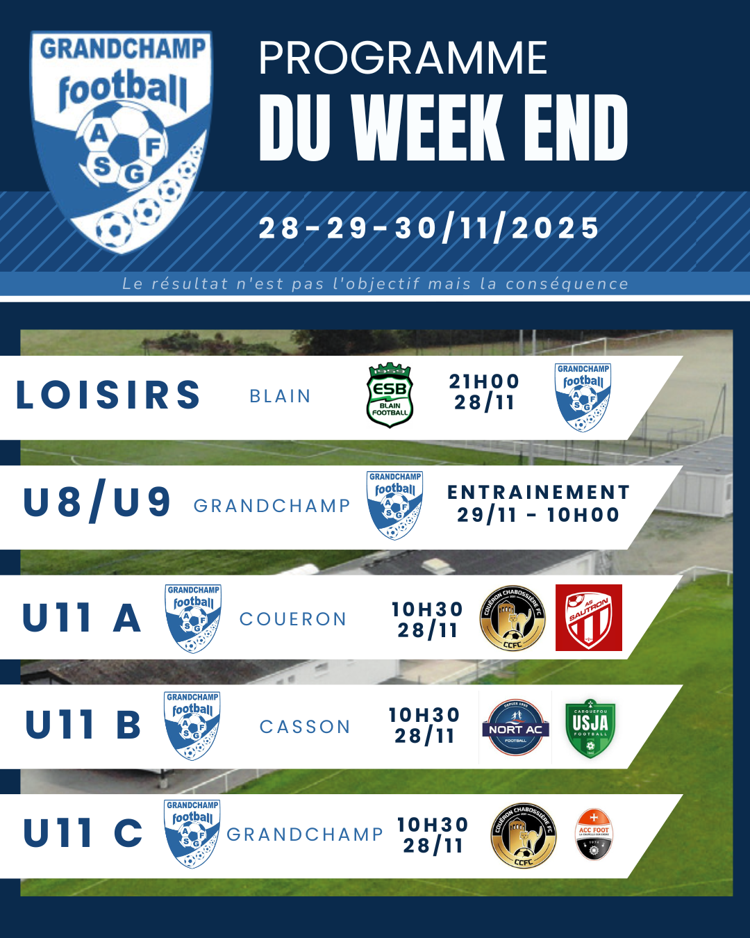 AGENDA DU WEEKEND 28,29,30 NOVEMBRE 2025