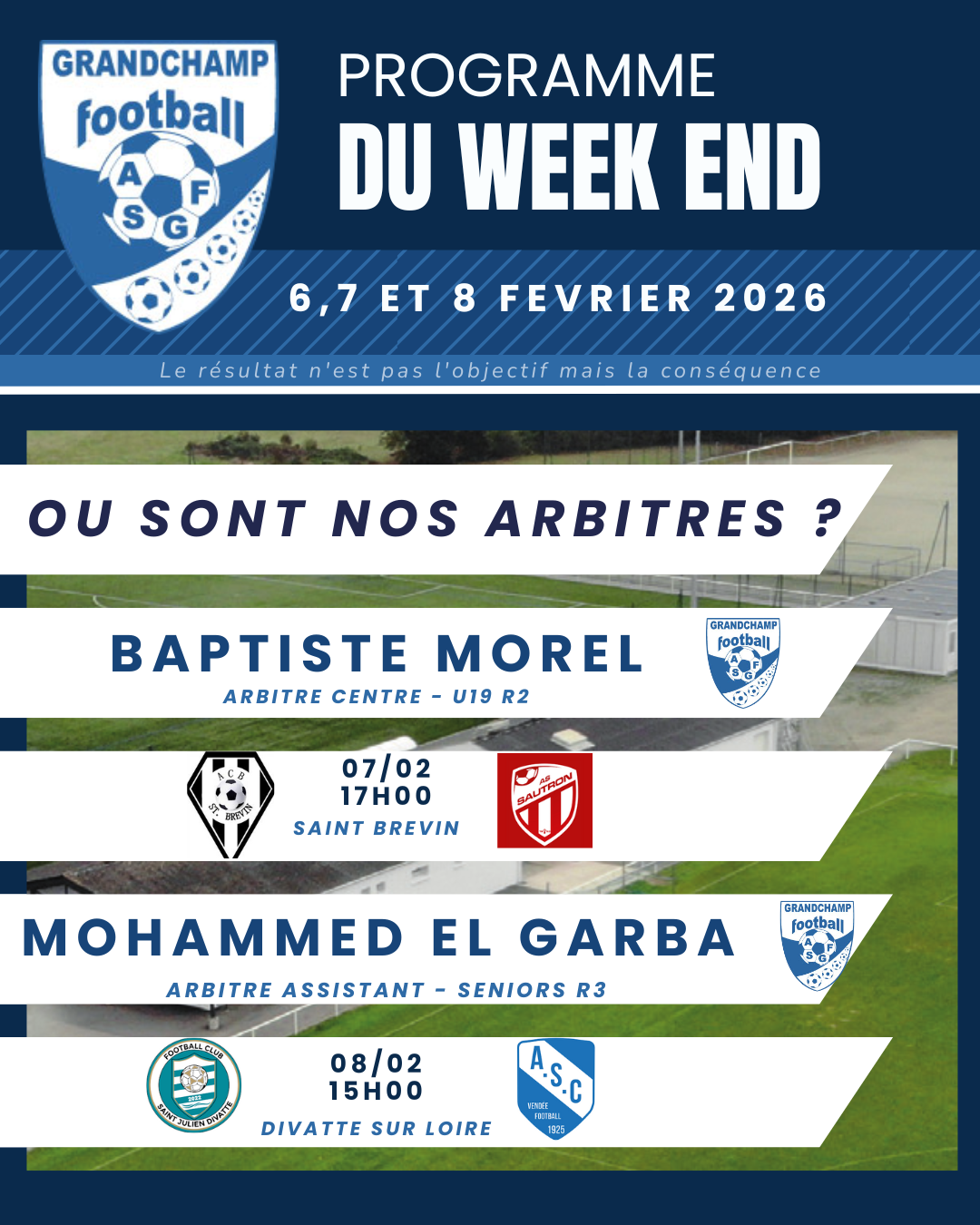 AGENDA DU WEEKEND 6,7 ET 8 FEVRIER 2026